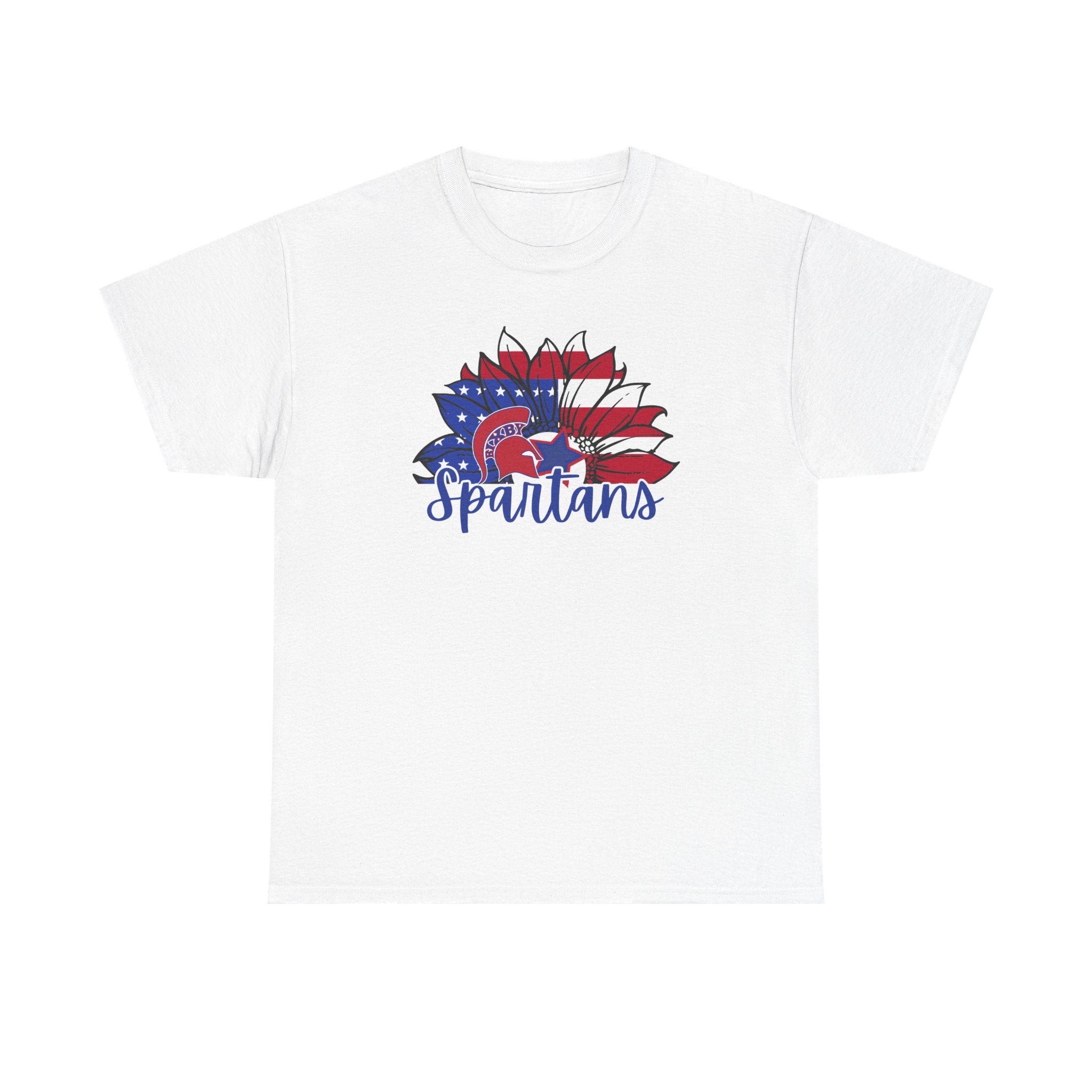 Bixby Spartans Patriotic American Flower T-Shirt
