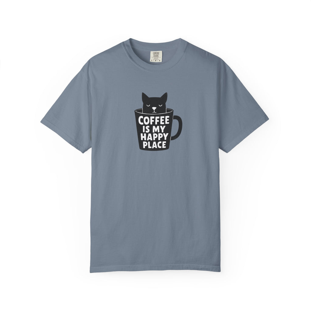 Coffee Is My Happy Place T-Shirt — Cat & Coffee Graphic Tee