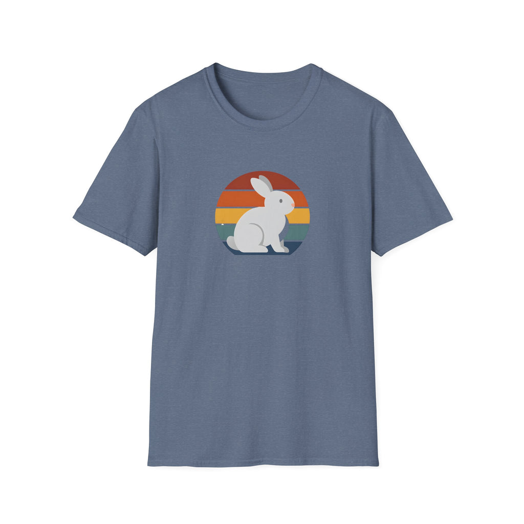 Retro Sunset Bunny T-Shirt — Cute Rabbit Vintage Stripe Tee