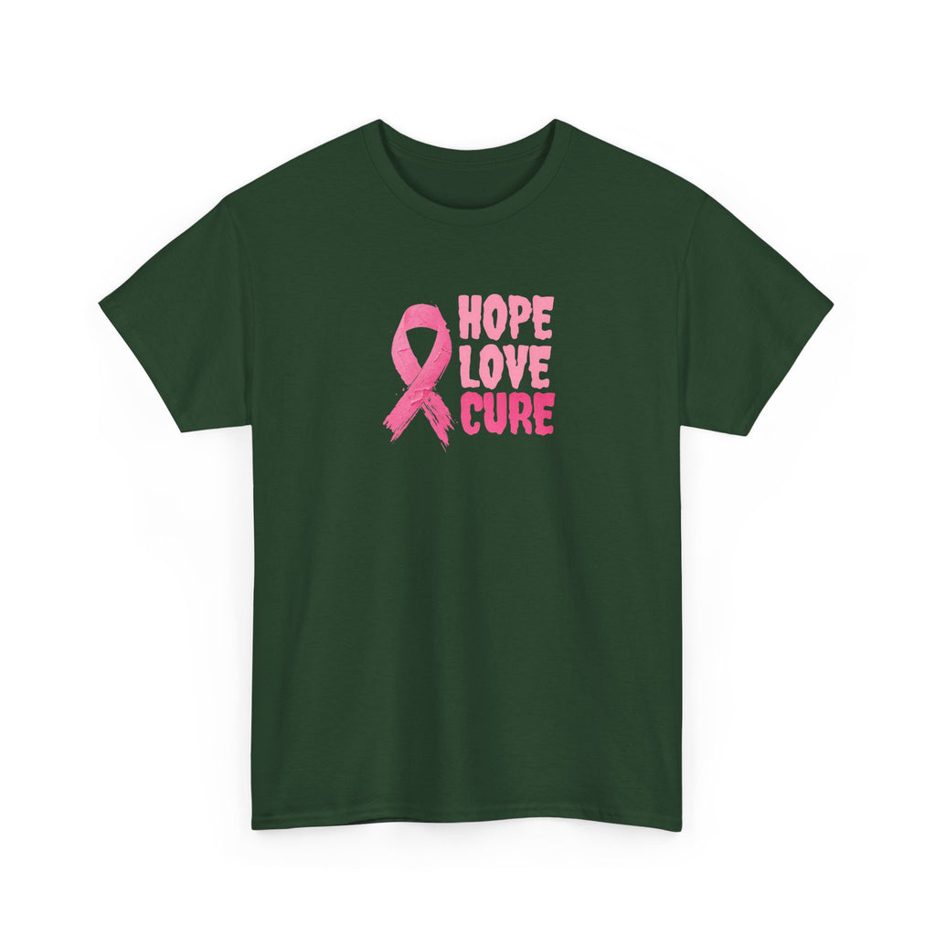 Breast Cancer Awareness Tee — Pink Ribbon "Hope Love Cure"