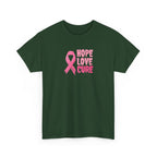 Breast Cancer Awareness Tee — Pink Ribbon "Hope Love Cure"