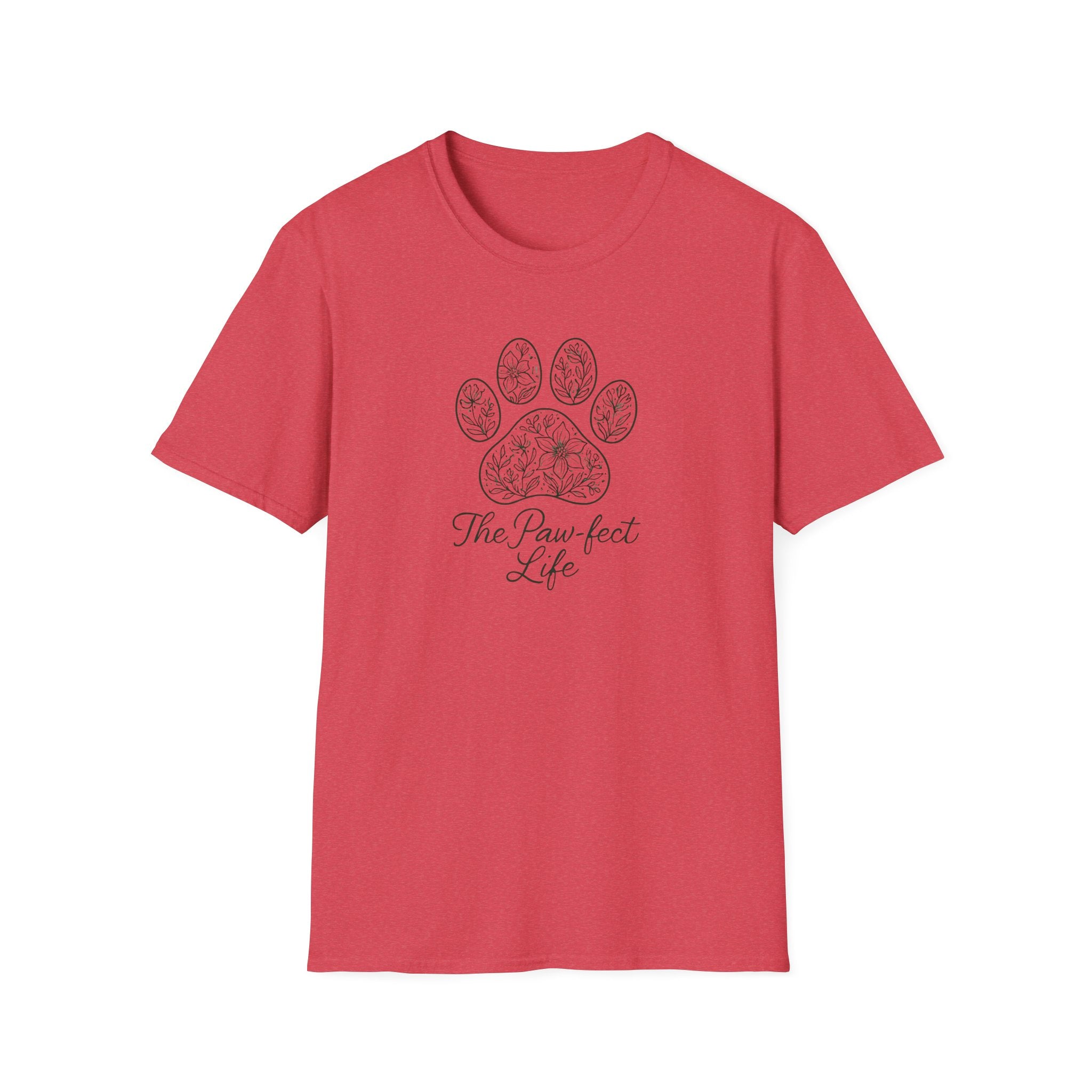 Paw-fect Life T-Shirt — Floral Paw Print Tee for Dog & Cat Lovers