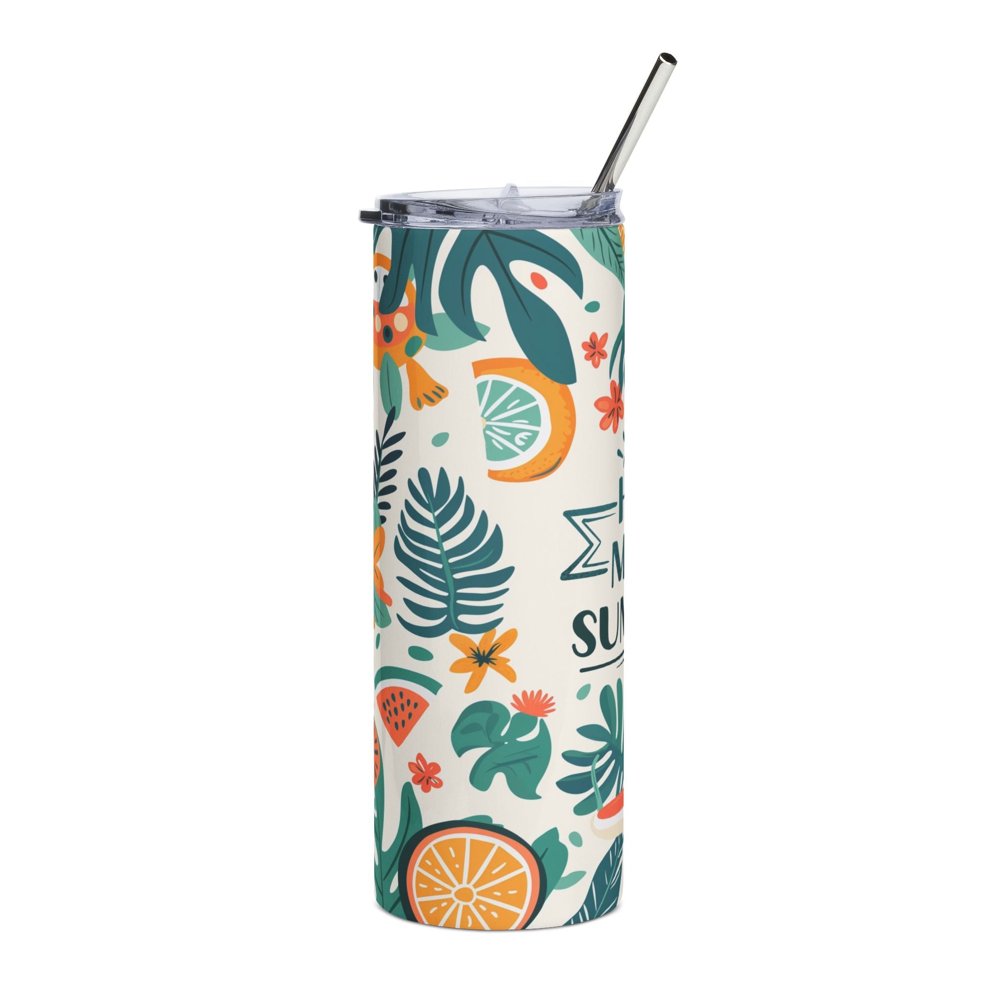 20oz Tumbler — "Hot Mom Summer" Tropical Stainless Steel Travel Cup