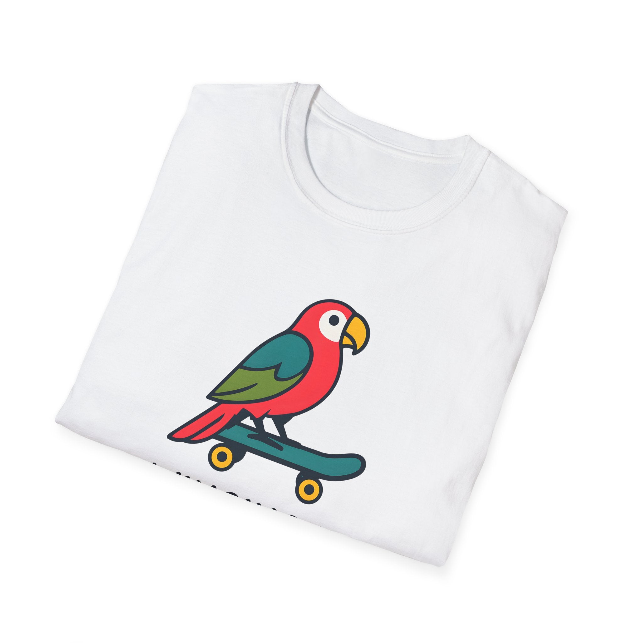 Winging It Parrot T-Shirt — Cute Skateboard Bird Graphic Tee