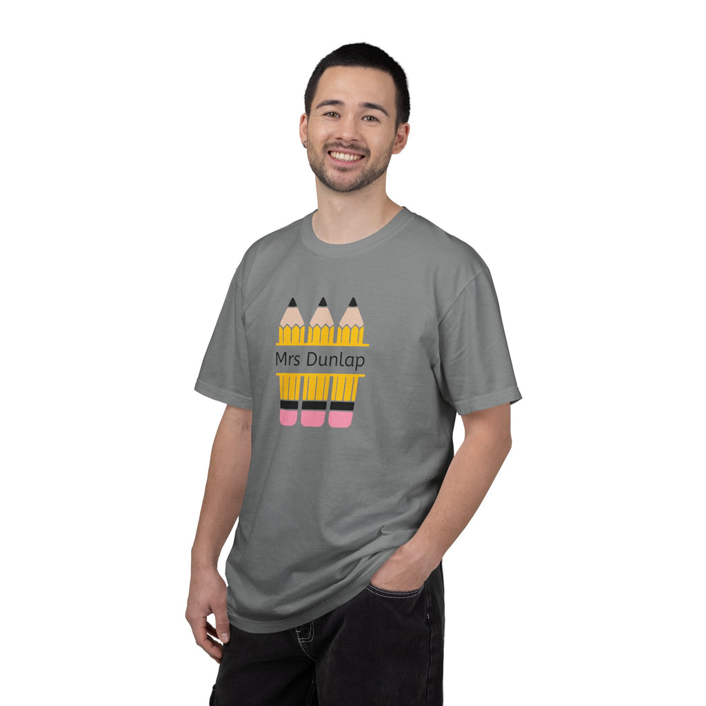 Personalized Teacher T-Shirt – 'Mrs Dunlap' Pencil Design