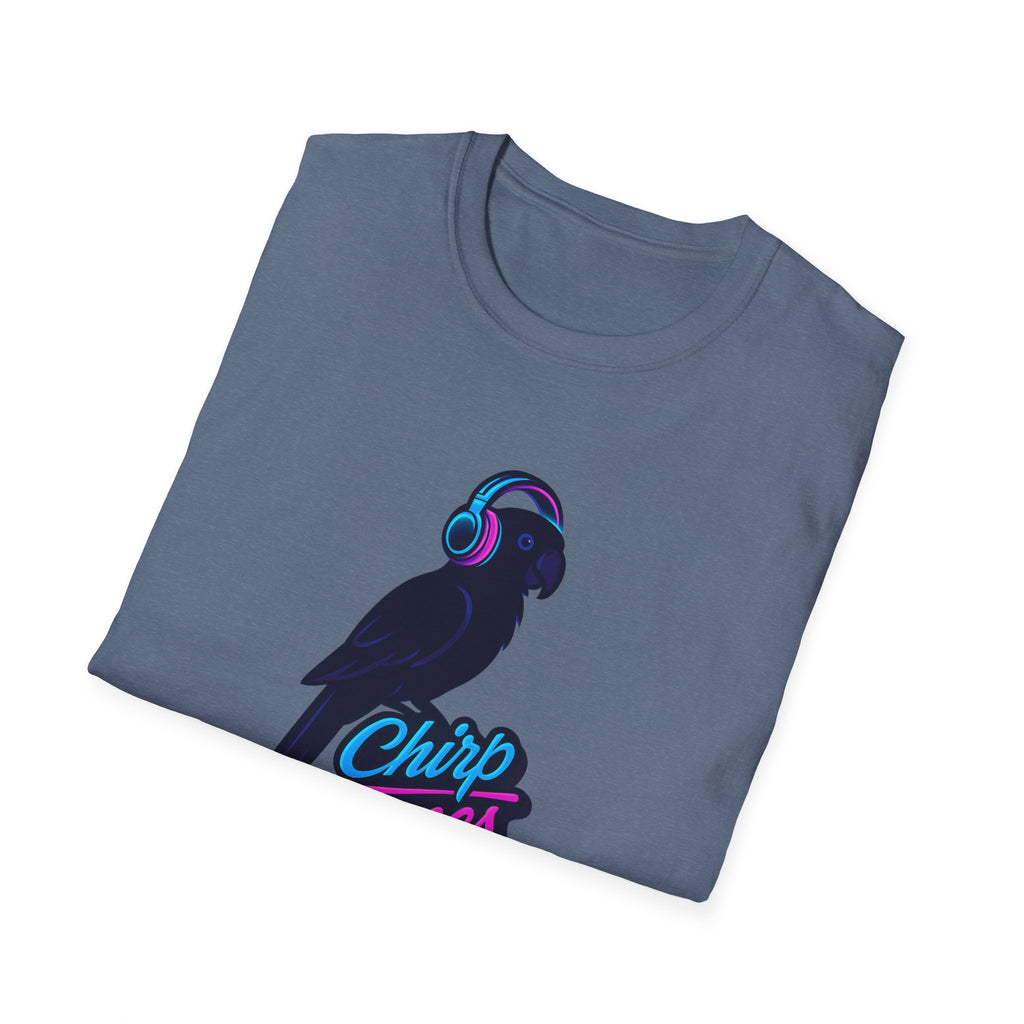 T-Shirt — 'Chirp Tunes' Parrot with Headphones Graphic Tee