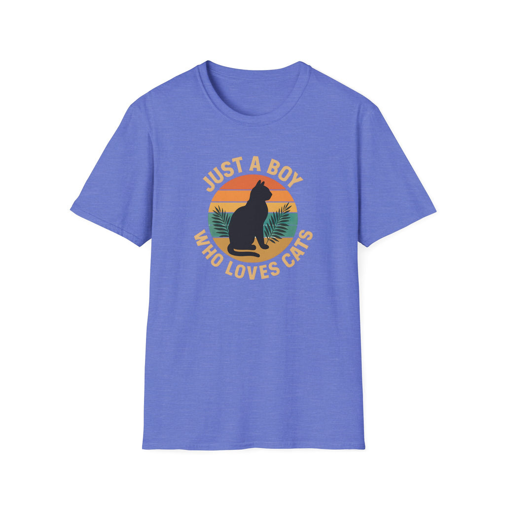 Cat Lover T‑Shirt — "Just a Boy Who Loves Cats" Vintage Sunset Tee