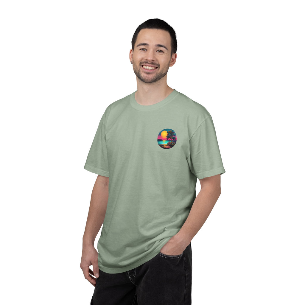 Sunset Sand T-Shirt — Palm Tree Beach Graphic Tee