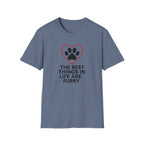 Dog Lover T-Shirt — “The Best Things in Life Are Furry” Paw Heart Tee