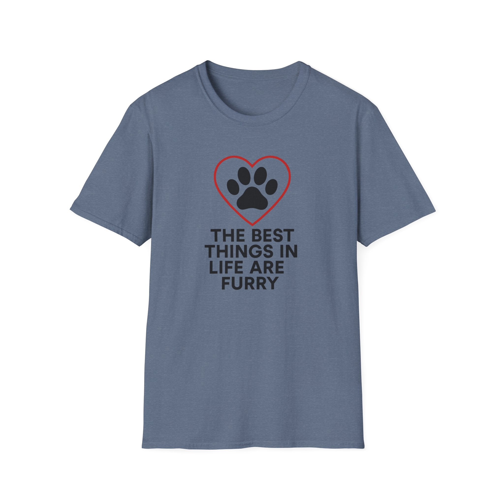 Dog Lover T-Shirt — “The Best Things in Life Are Furry” Paw Heart Tee