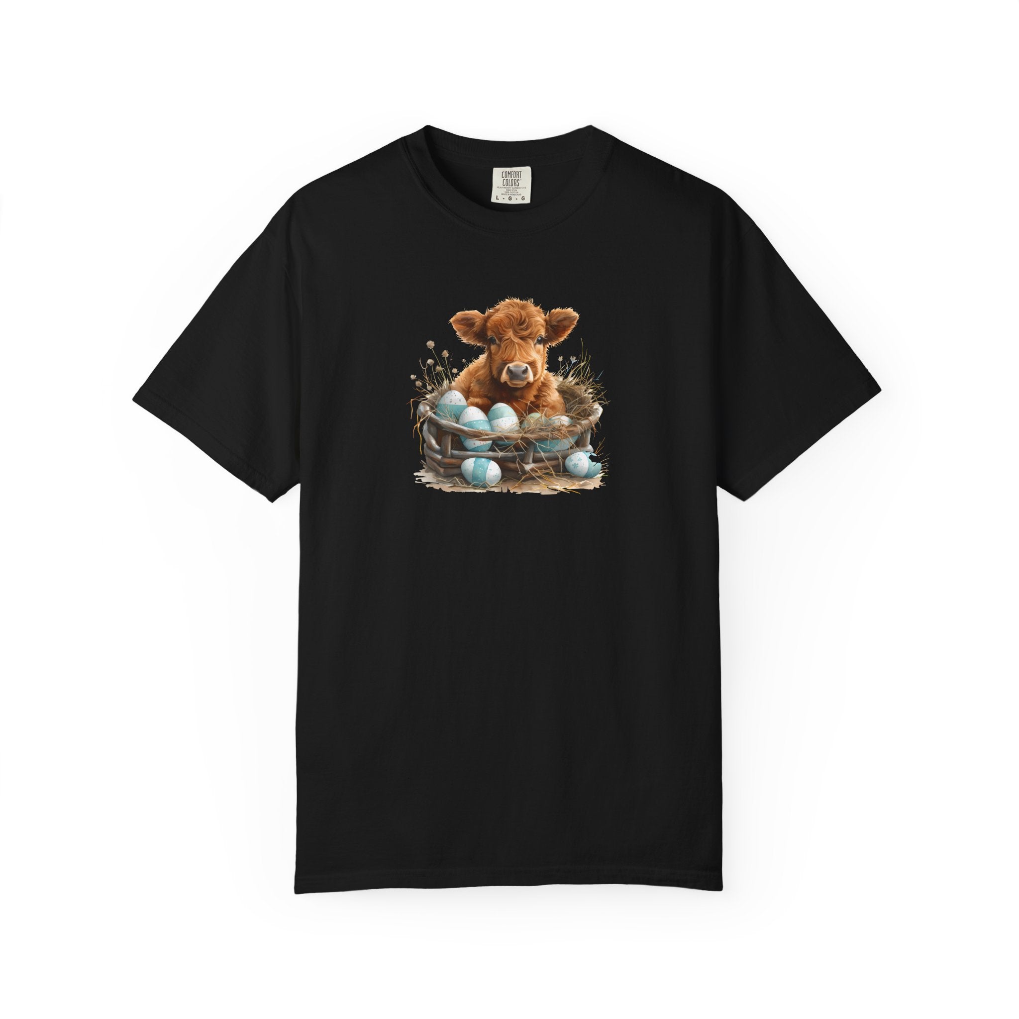 Easter Highland Cow Calf in Basket T-Shirt