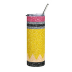 20oz Pencil Glitter Stainless Steel Tumbler Teacher Gift