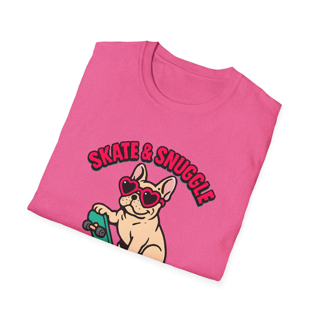 Skate & Snuggle French Bulldog T-Shirt — Cute Skateboard Dog Graphic Tee