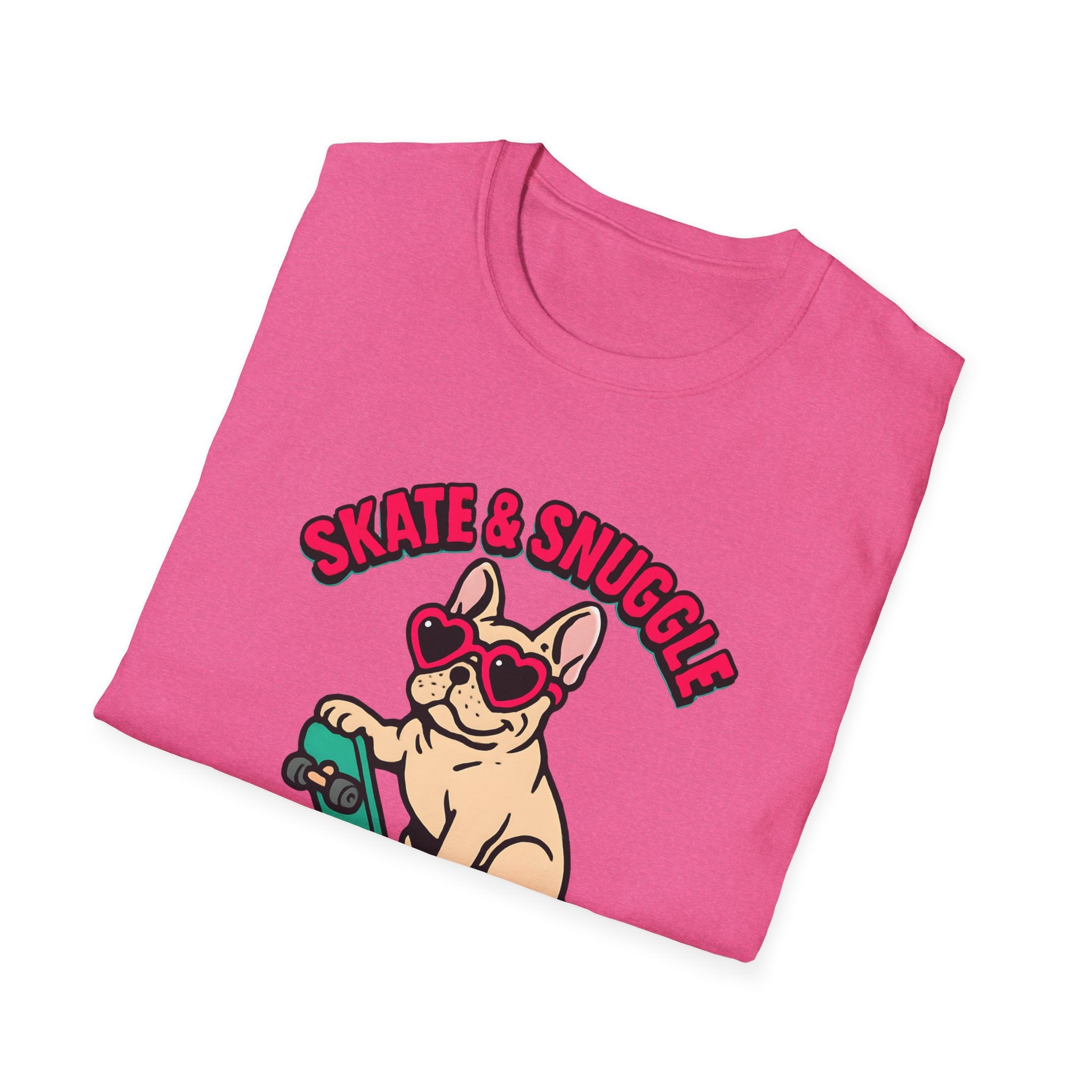 Skate & Snuggle French Bulldog T-Shirt — Cute Skateboard Dog Graphic Tee