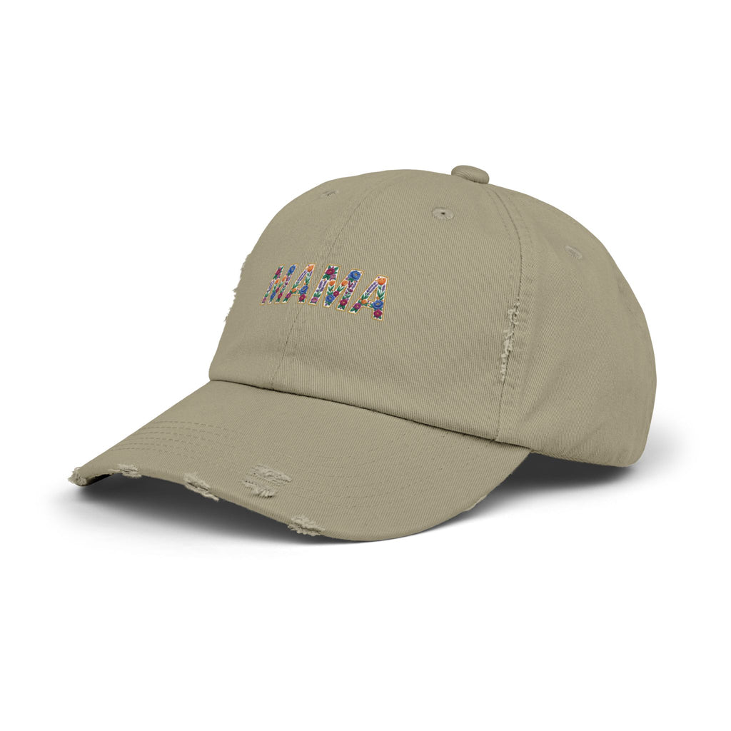 MAMA Distressed Baseball Cap — Floral Patch Mom Hat