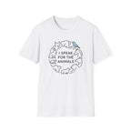 I Speak For The Animals T-Shirt — Animal Lover Tee with Cat, Dog & Bird Line Art