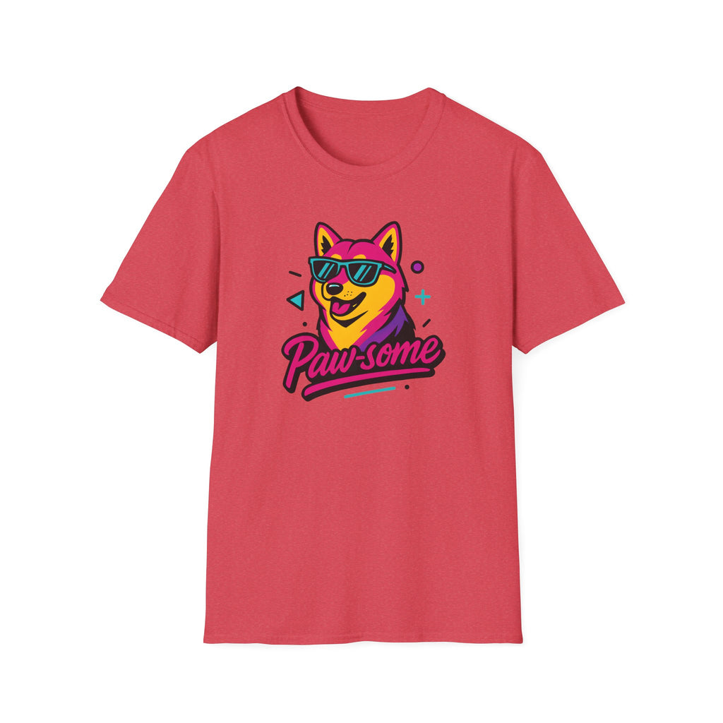 Pawsome Sunglasses Dog T-Shirt – Retro Neon Shiba Graphic Tee