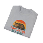 Cat Lover T-Shirt - "Sorry I'm Late, My Cat Was Sleeping On Me" Vintage Retro Tee