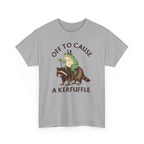 Off to Cause a Kerfuffle T-Shirt — Funny Frog Riding Raccoon Graphic Tee