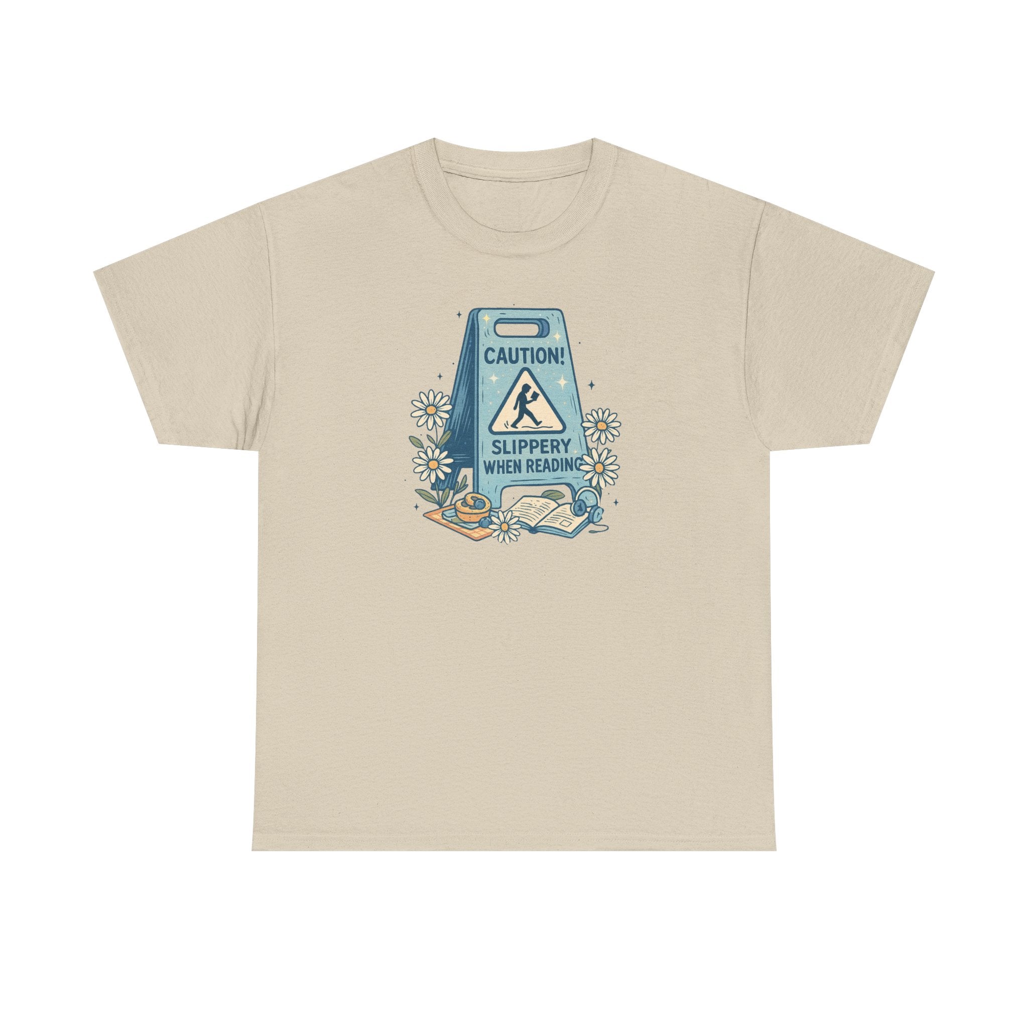 Caution: Slippery When Reading Graphic Tee — Book Lover T‑Shirt