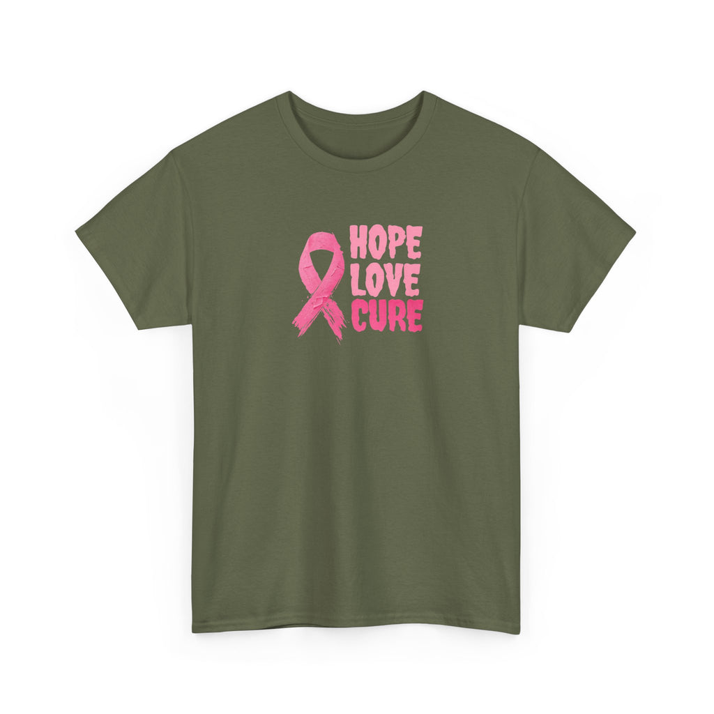 Breast Cancer Awareness Tee — Pink Ribbon "Hope Love Cure"