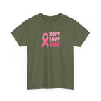 Breast Cancer Awareness Tee — Pink Ribbon "Hope Love Cure"