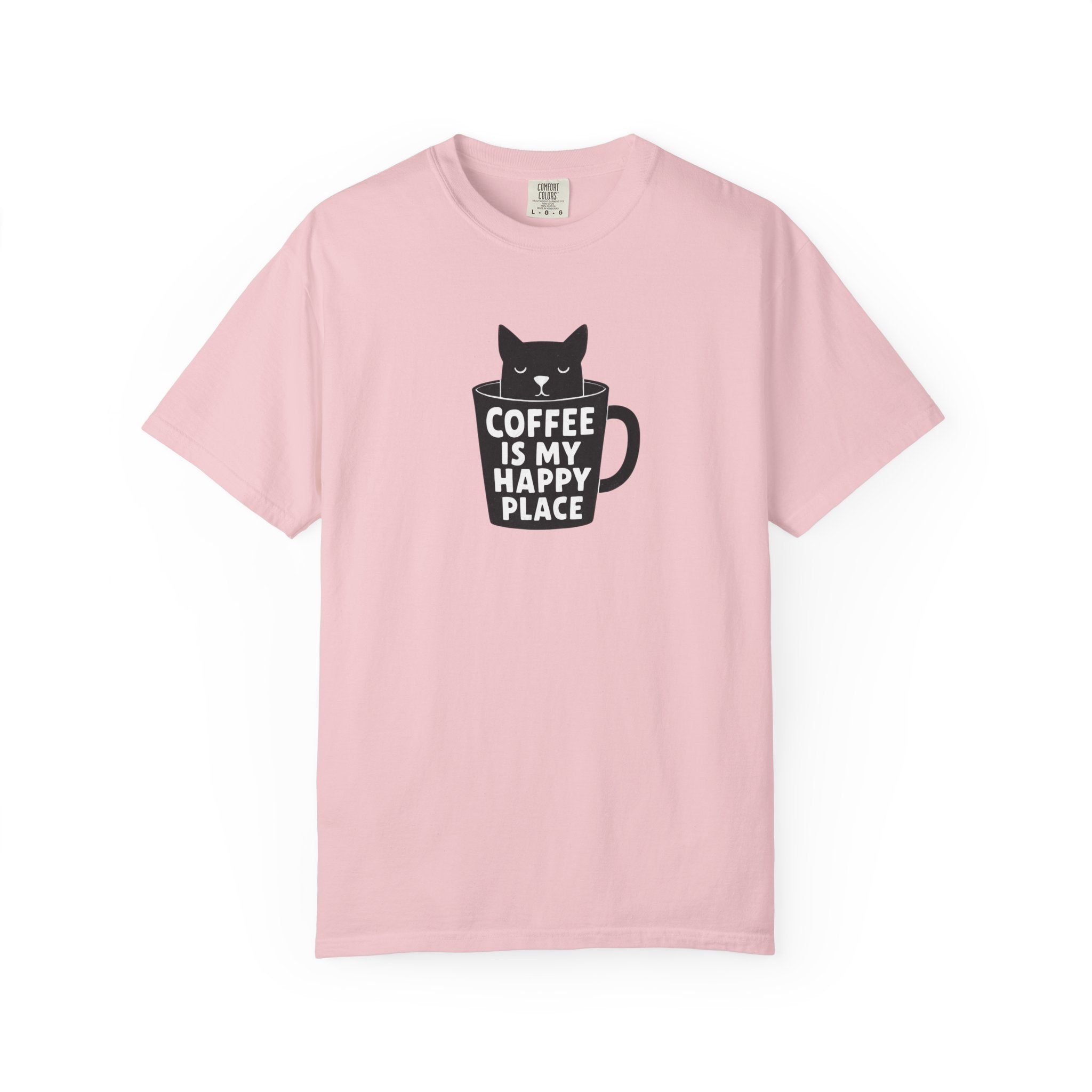 Coffee Is My Happy Place T-Shirt — Cat & Coffee Graphic Tee