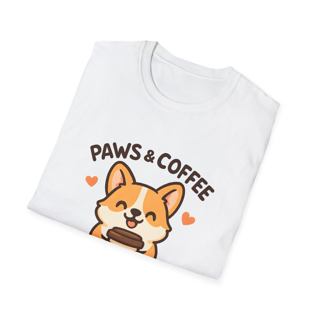 Paws & Coffee Corgi T-Shirt — Cute Dog Lover Coffee Tee