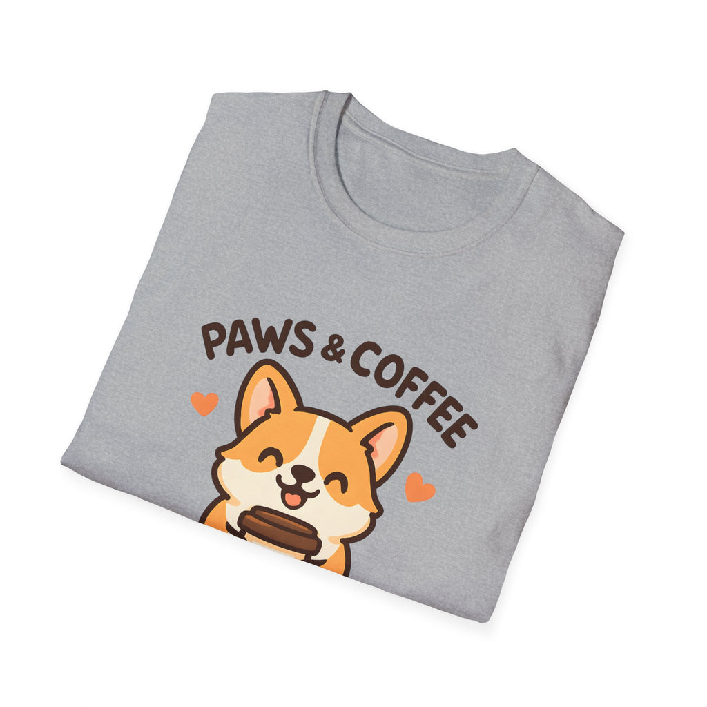 Paws & Coffee Corgi T-Shirt — Cute Dog Lover Coffee Tee