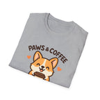 Paws & Coffee Corgi T-Shirt — Cute Dog Lover Coffee Tee
