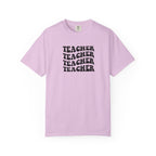 Teacher Repeat Graphic T-Shirt — Retro Stacked "Teacher" Tee
