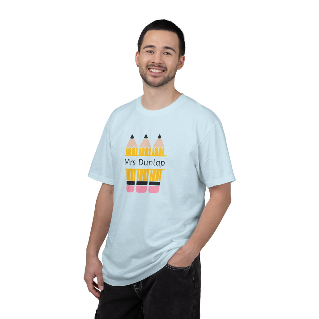 Personalized Teacher T-Shirt – 'Mrs Dunlap' Pencil Design