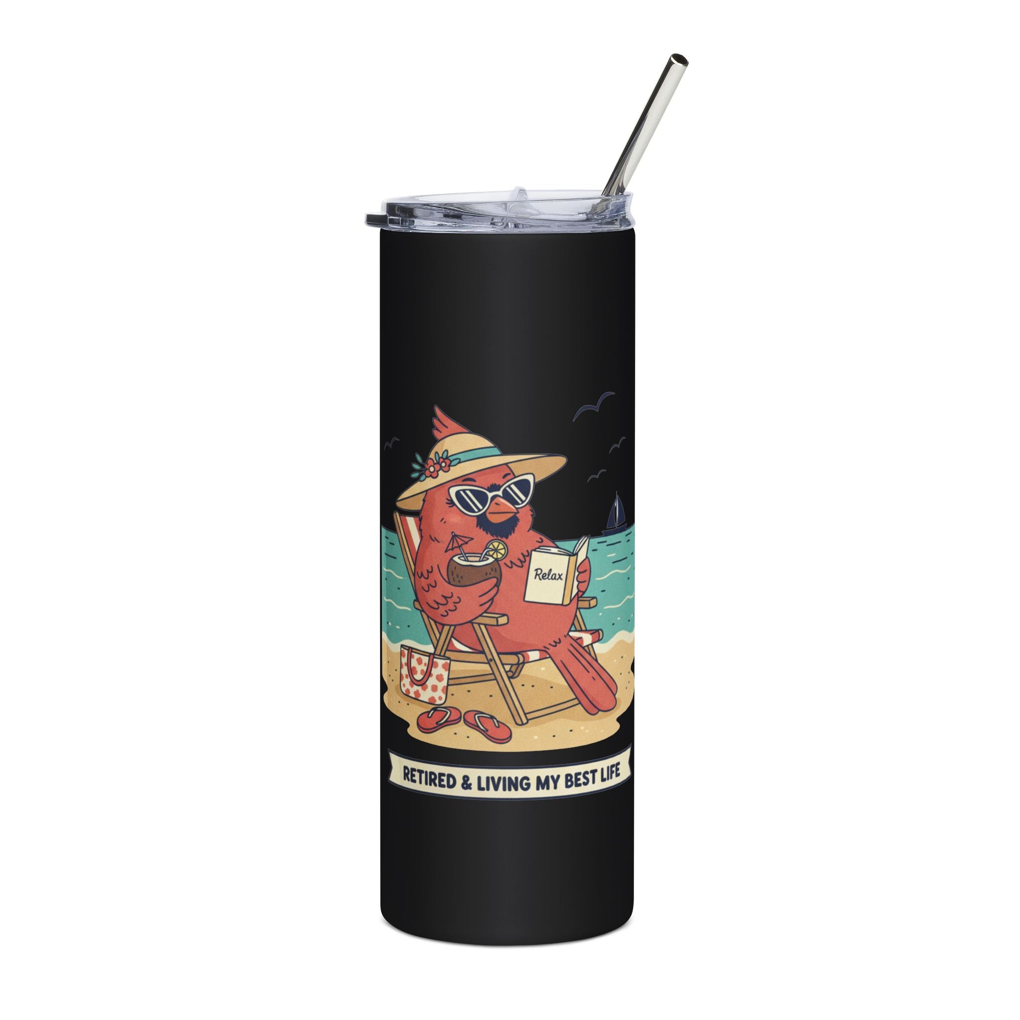 20oz Stainless Steel Tumbler — "Retired & Living My Best Life"