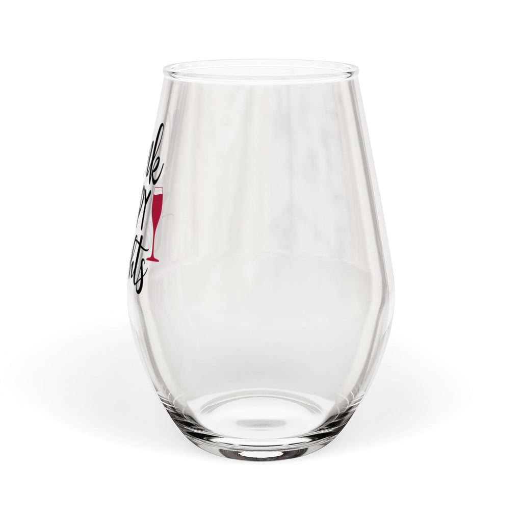 Stemless Wine Glass - "Drink Happy Thoughts" Cheerful Wine Glass Gift