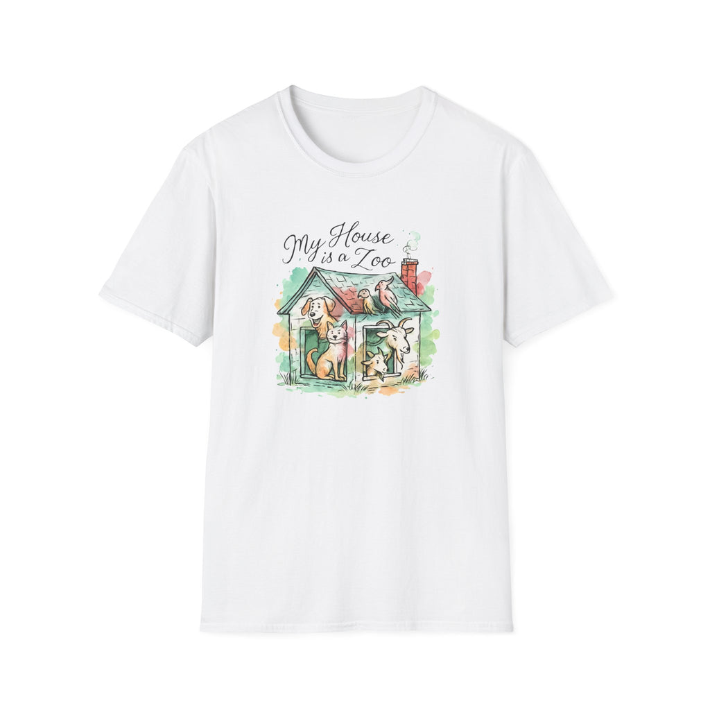 Dog House Watercolor T-Shirt — "My House is a Zoo" Cute Pet Lover Tee