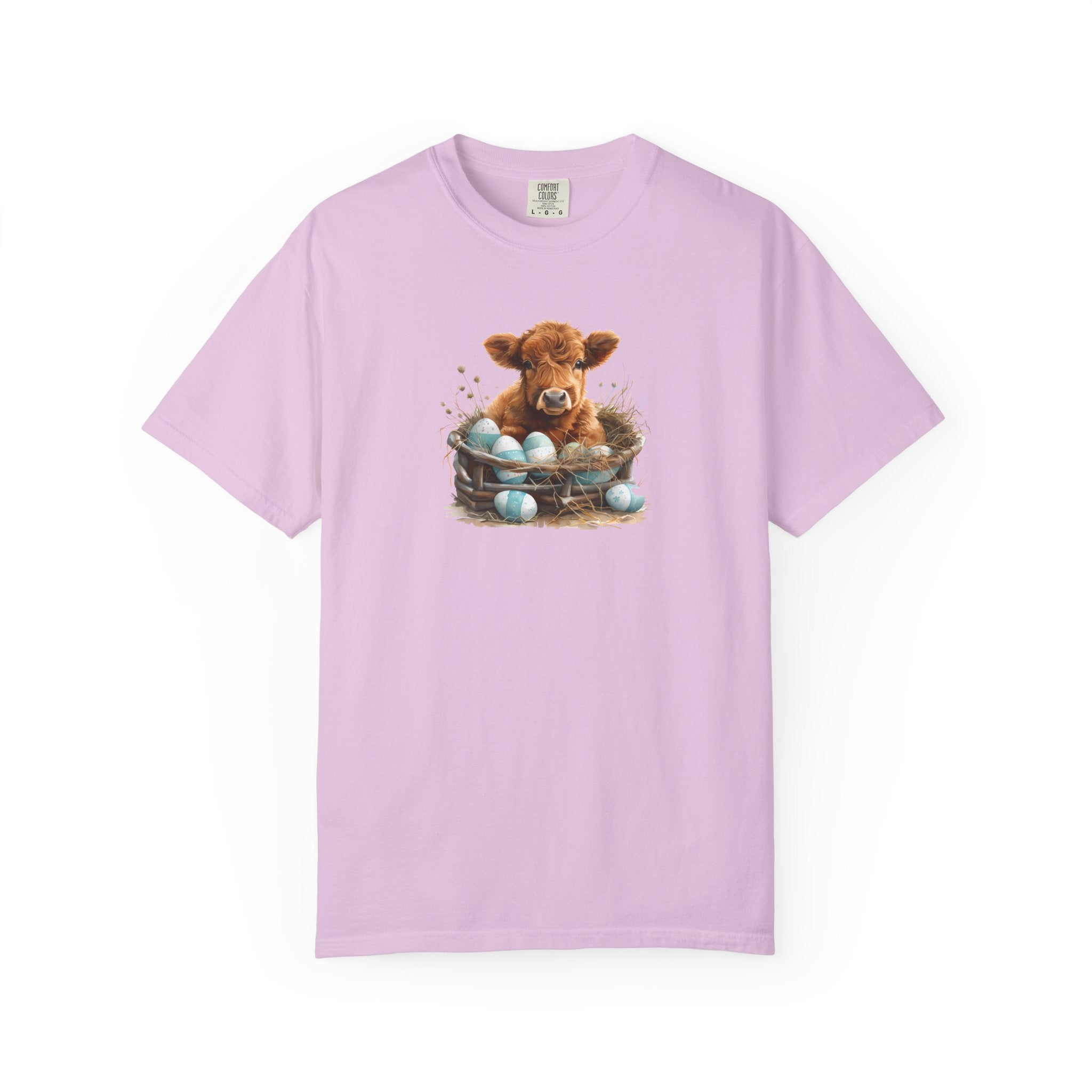 Easter Highland Cow Calf in Basket T-Shirt