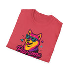 Pawsome Sunglasses Dog T-Shirt – Retro Neon Shiba Graphic Tee