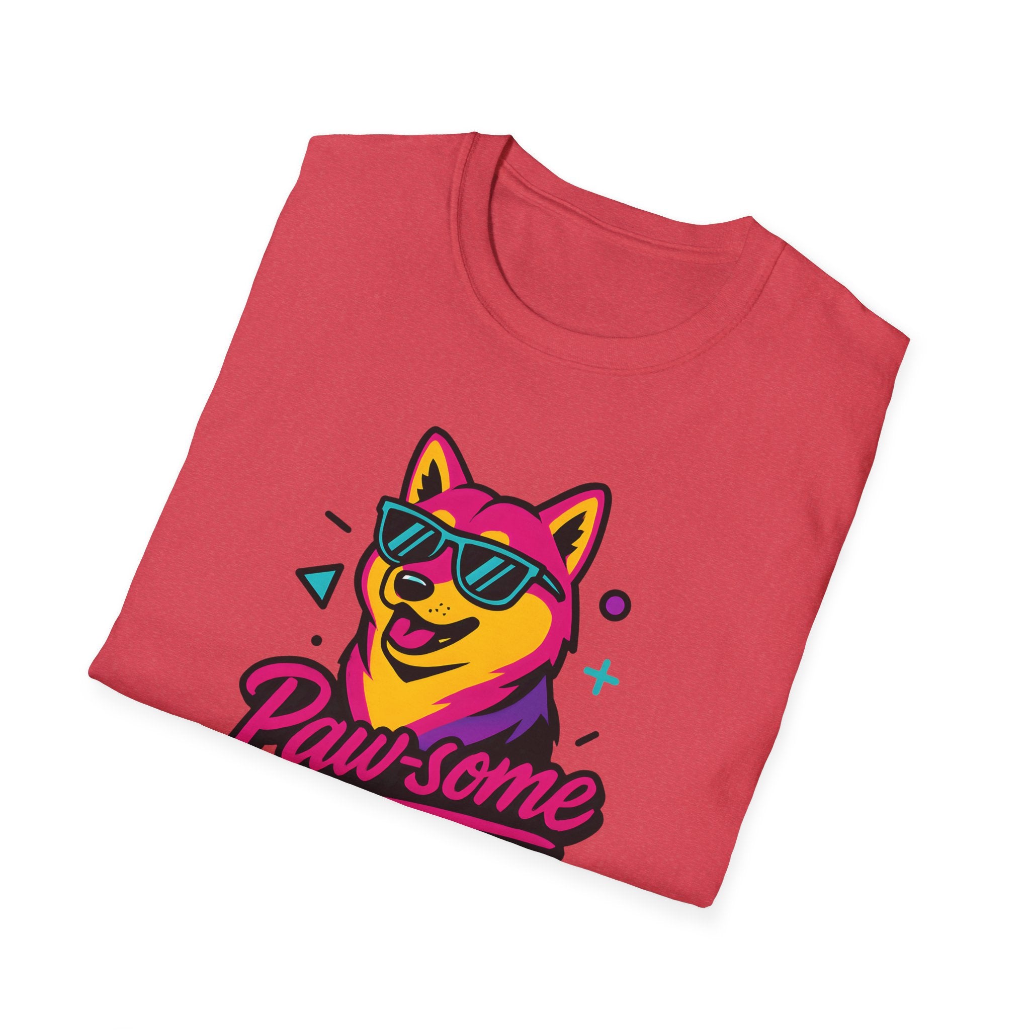Pawsome Sunglasses Dog T-Shirt – Retro Neon Shiba Graphic Tee