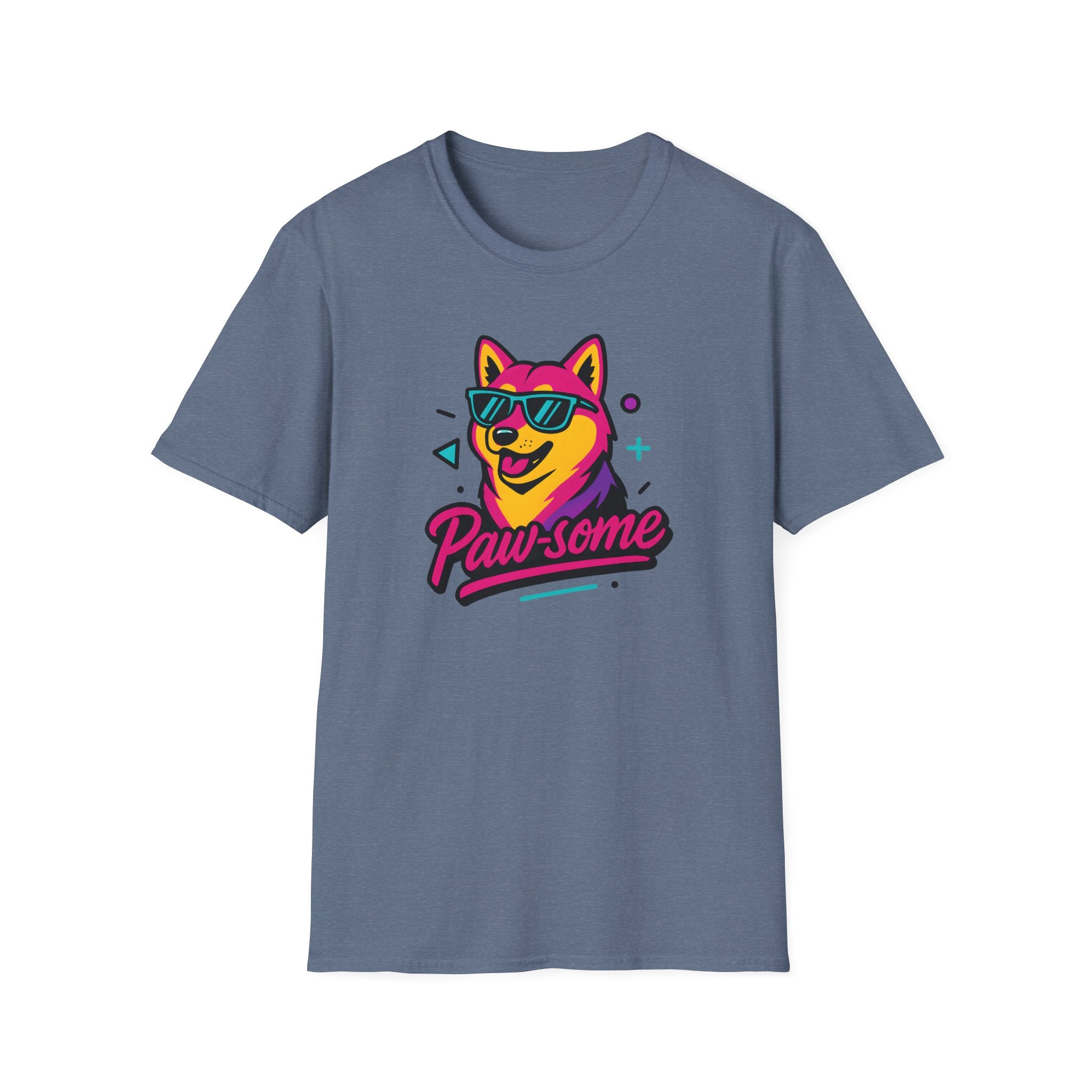 Pawsome Sunglasses Dog T-Shirt – Retro Neon Shiba Graphic Tee