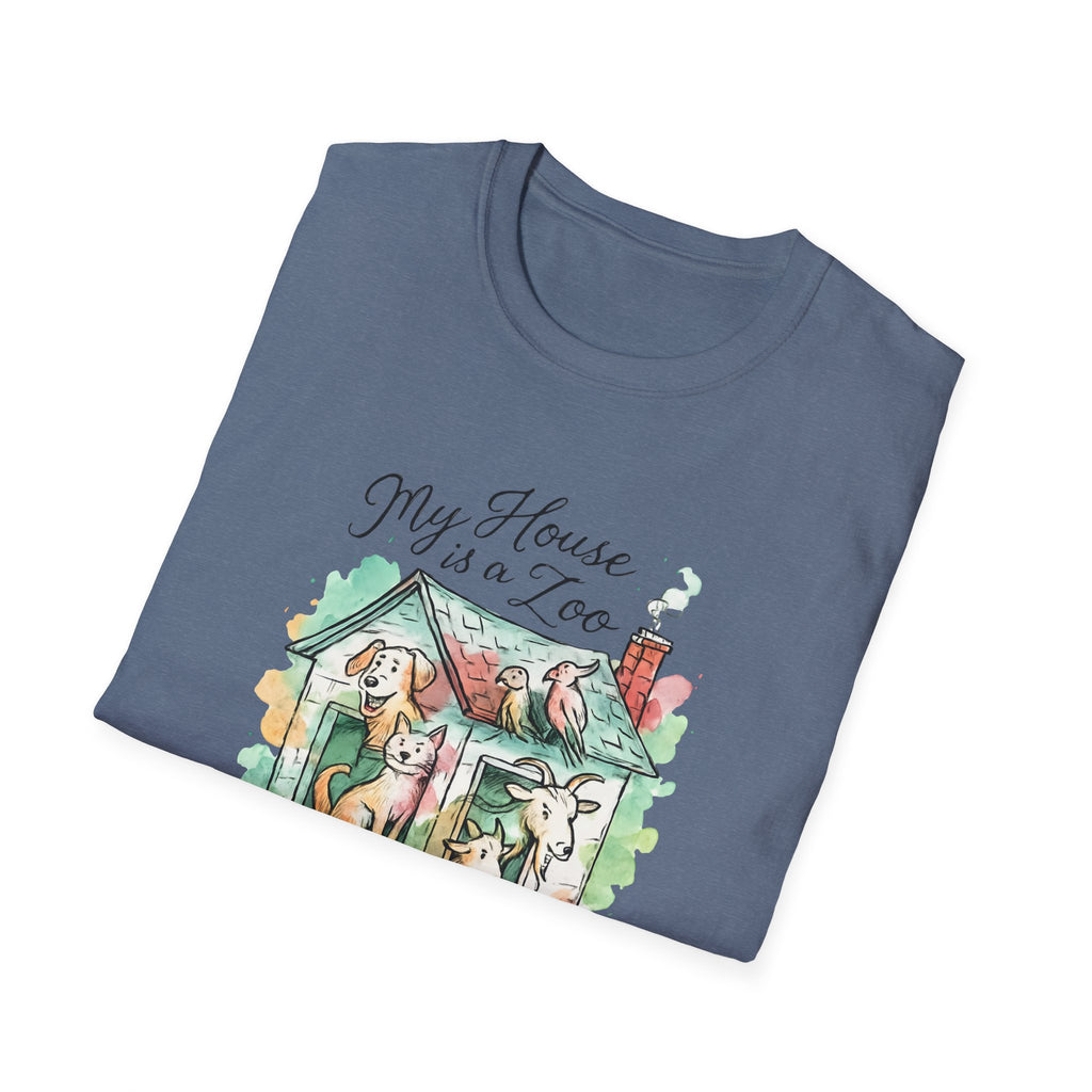 Dog House Watercolor T-Shirt — "My House is a Zoo" Cute Pet Lover Tee