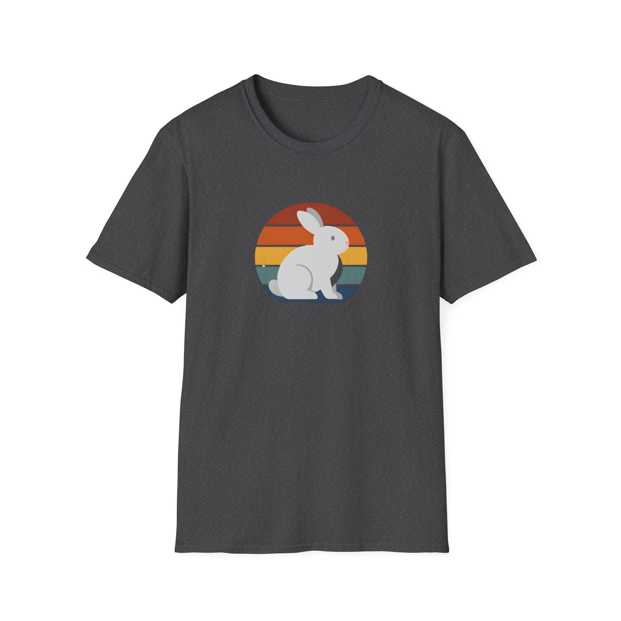 Retro Sunset Bunny T-Shirt — Cute Rabbit Vintage Stripe Tee