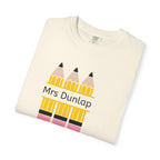 Personalized Teacher T-Shirt – 'Mrs Dunlap' Pencil Design