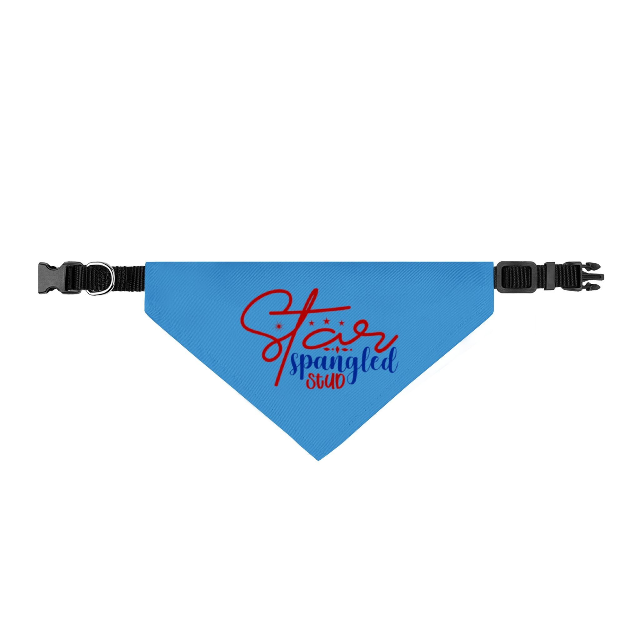 Bandana - "Star Spangled Stud" Clip-On Pet Bandana (Patriotic Red & Blue)