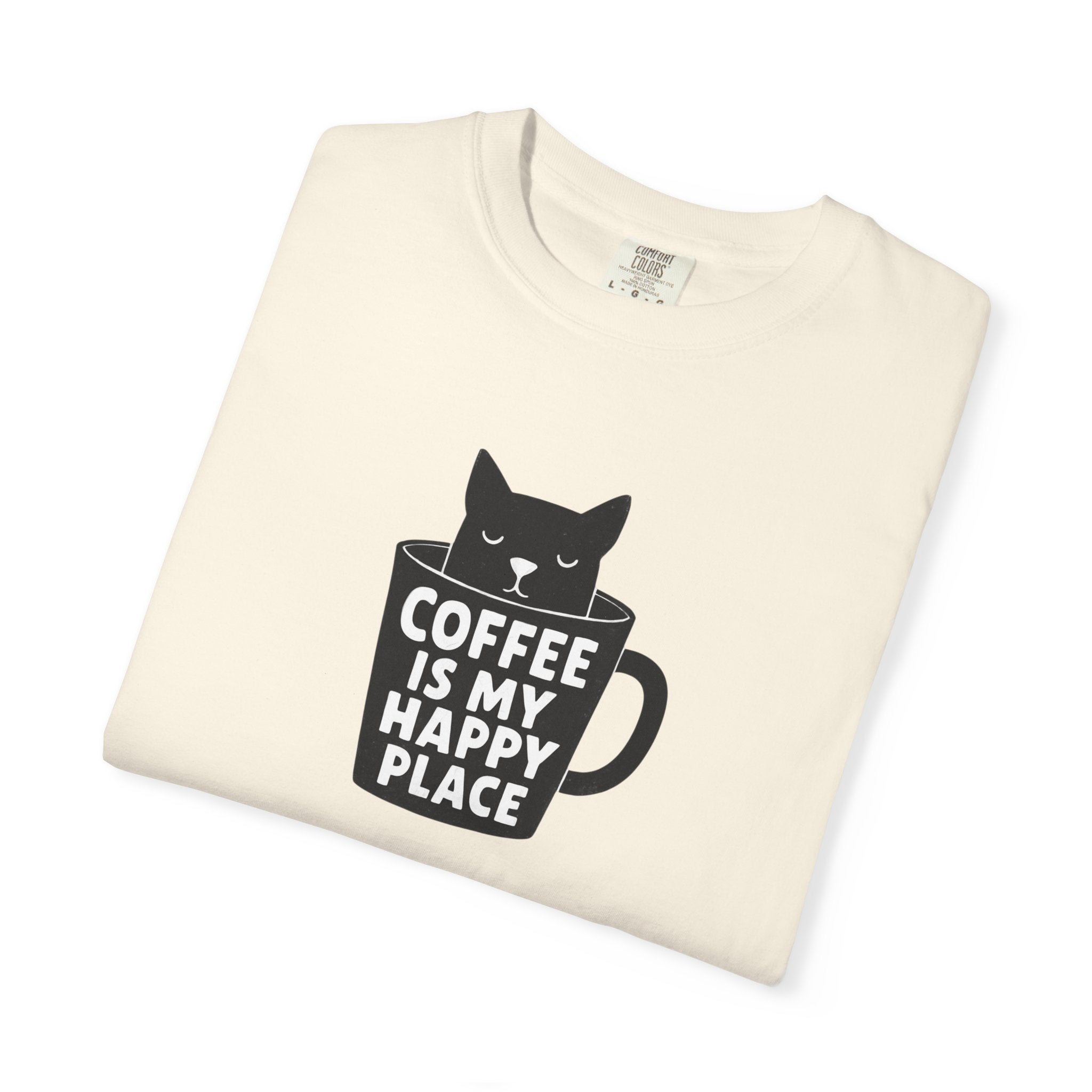 Coffee Is My Happy Place T-Shirt — Cat & Coffee Graphic Tee