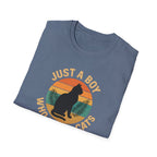 Cat Lover T‑Shirt — "Just a Boy Who Loves Cats" Vintage Sunset Tee