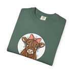 Highland Cow Tee — Cute Cow with Pink Bow Graphic T-Shirt