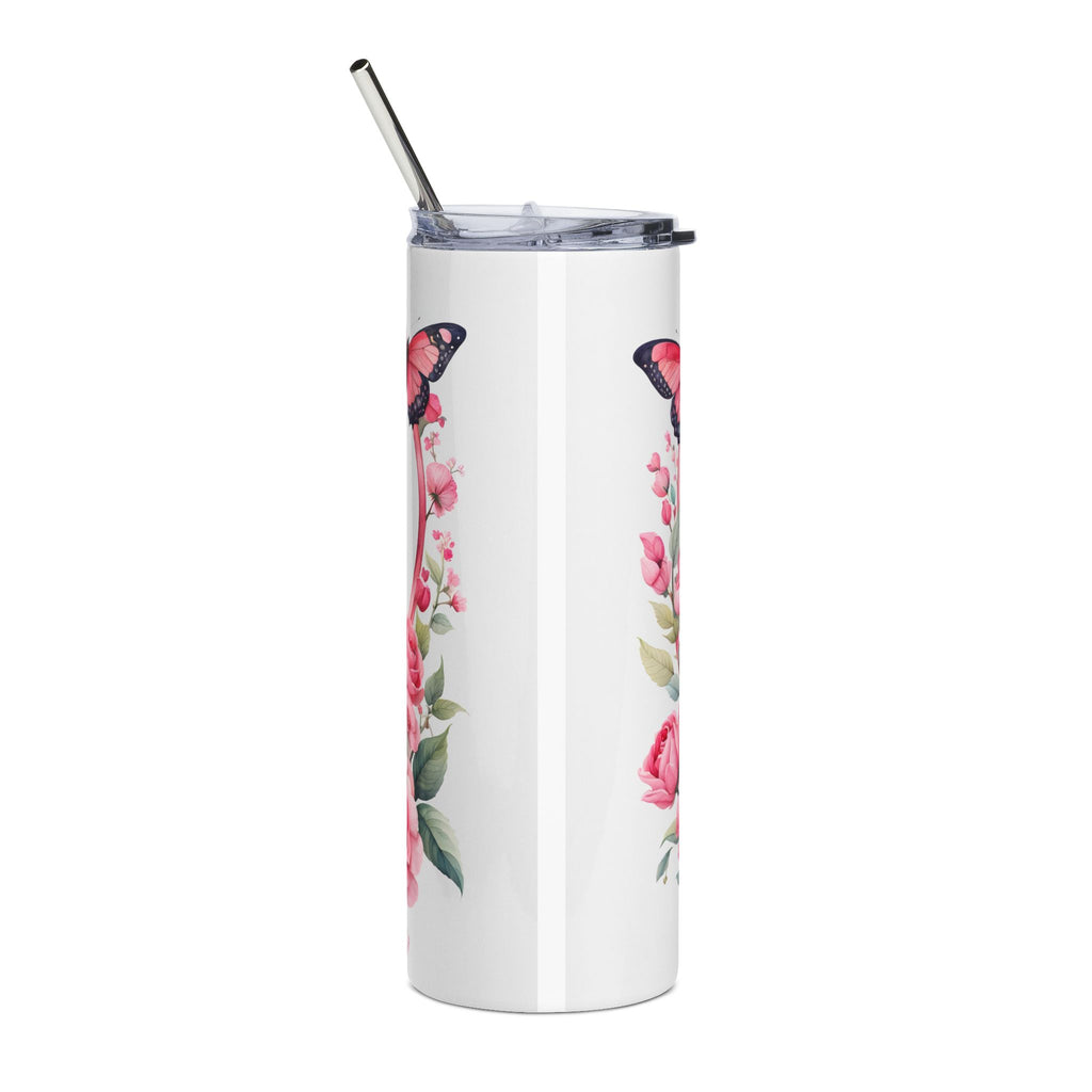 "The Best Mom" Floral Butterfly 20oz Stainless Tumbler