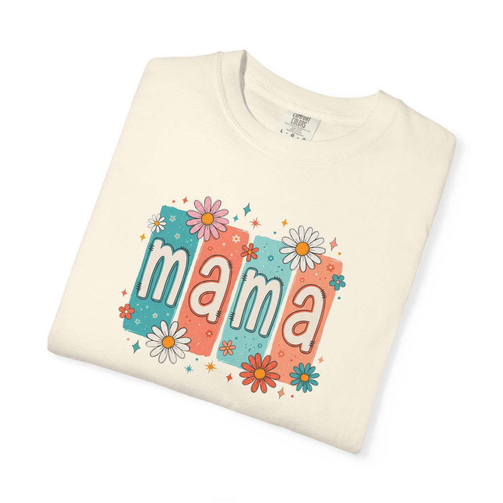 Mama Floral Tee — Retro Block Letter Mother's Day T-Shirt