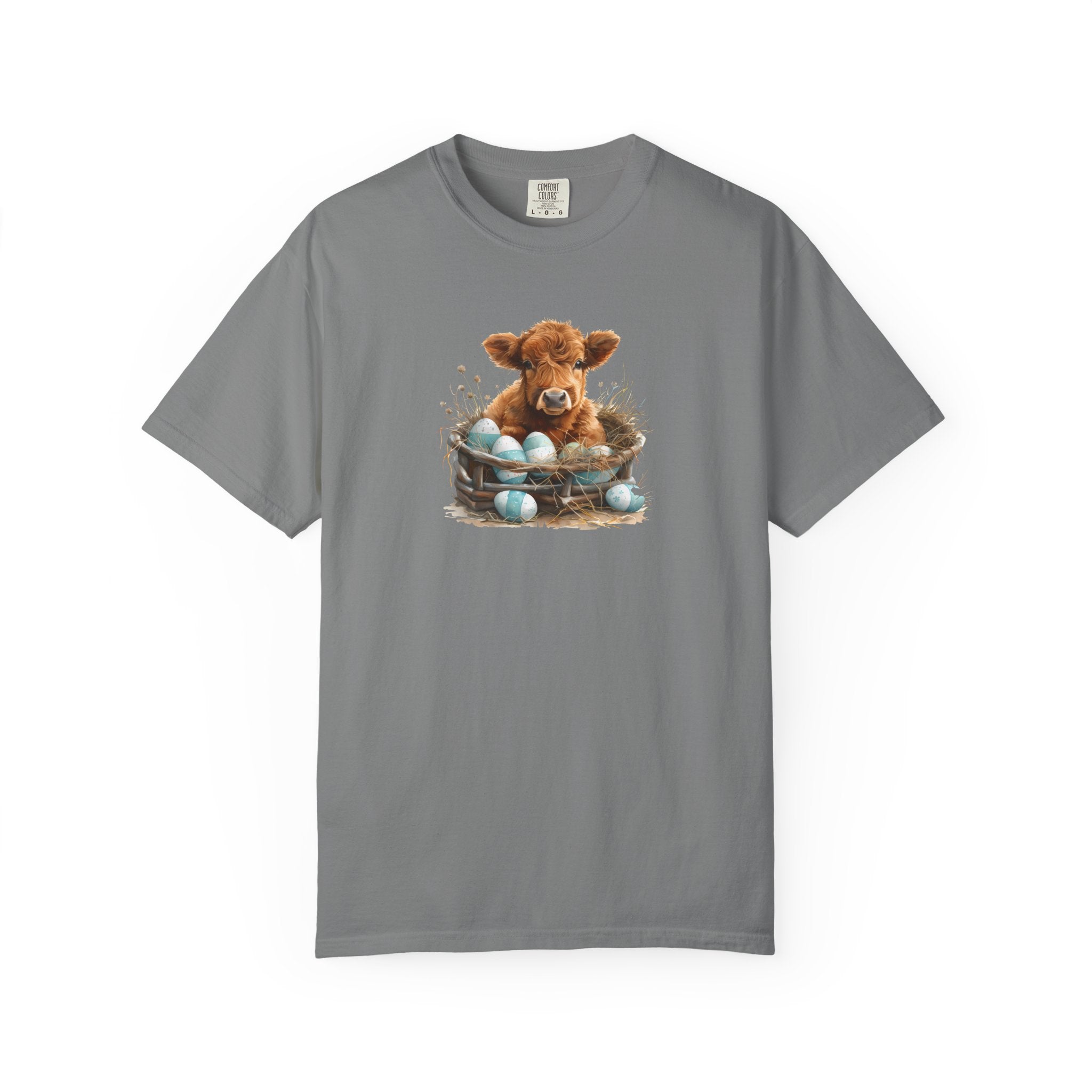 Easter Highland Cow Calf in Basket T-Shirt