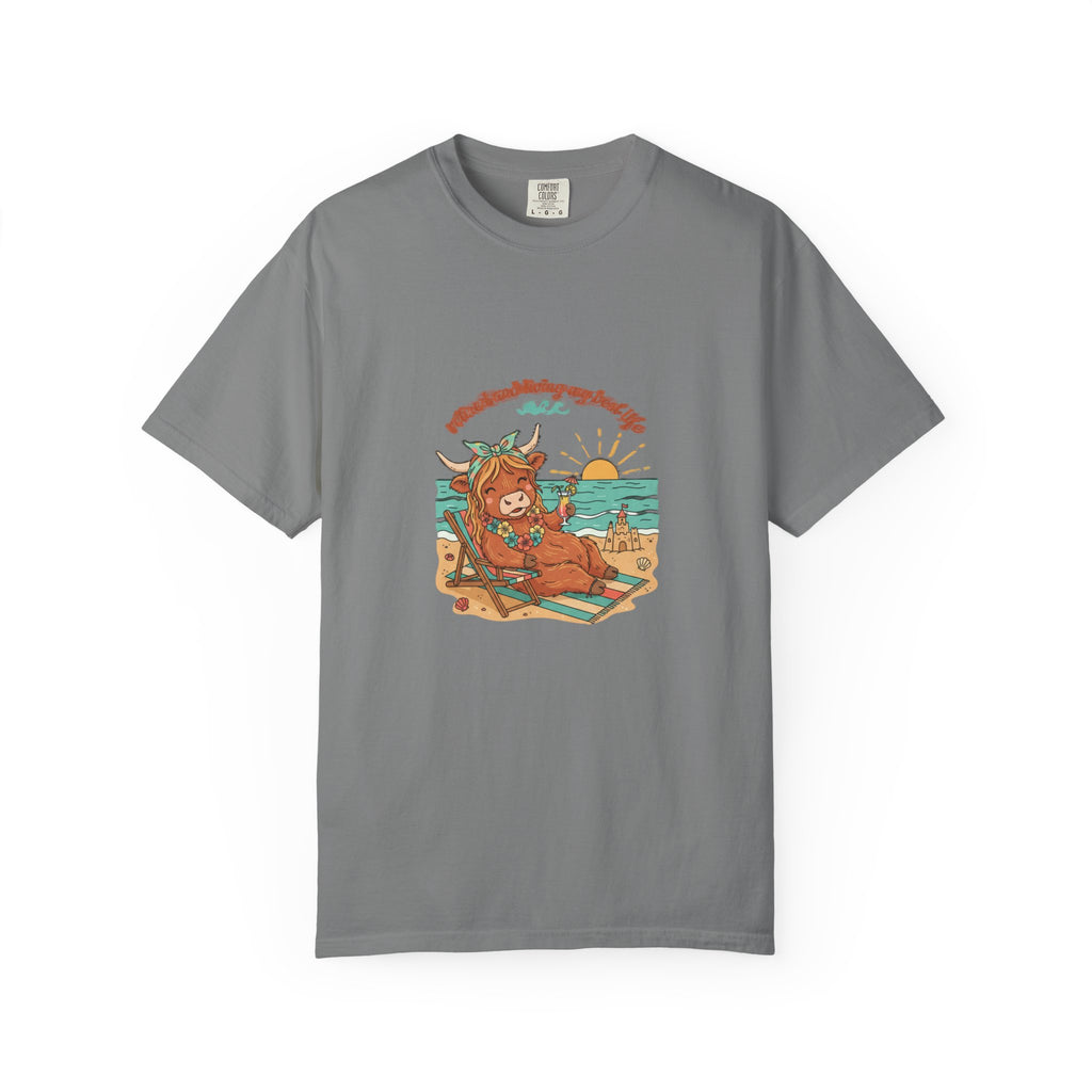 Retired Highland Cow at the Beach T-shirt